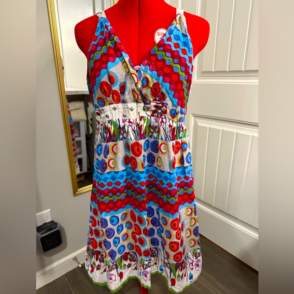 ELEVEN Brand Colorful embellished SunDress Midi  size XL